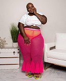 Plus Size Mesh See Through High Waist Flare Pants JLY-19386
