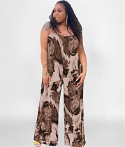 Abstract Print Plus Size Wide Leg Jumpsuits OSS-22402