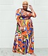 5XL Floral Print Lace Up Plus Size Maxi Dresses OSS-22361
