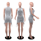 Ruched Tank Crop Top and Drawstring Shorts Suits YB-60143-2