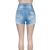 Hot Sale Color Diamond Ripped Tassel Denim Shots SH-390317