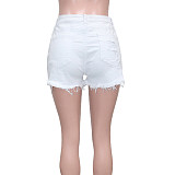 Hot Sale Color Diamond Ripped Tassel Denim Shots SH-390317