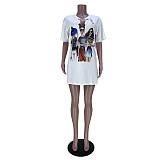 Short Sleeve Side Slit Casual T Shirt Dresses MDF-5324