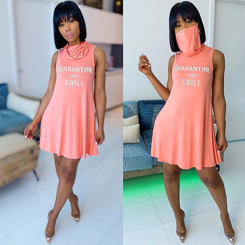 Sleeveless Mask Turtleneck Summer Casual Dress MEM-88286