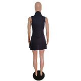 Sleeveless Mask Turtleneck Summer Casual Dress MEM-88286