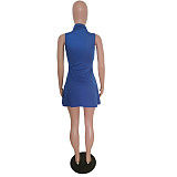 Sleeveless Mask Turtleneck Summer Casual Dress MEM-88286