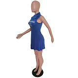 Sleeveless Mask Turtleneck Summer Casual Dress MEM-88286
