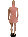 Sleeveless Mask Turtleneck Summer Casual Dress MEM-88286