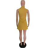 Sleeveless Mask Turtleneck Summer Casual Dress MEM-88286