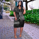 Casual Short Sleeve V Neck with Pockets Midi Dress HANI-017