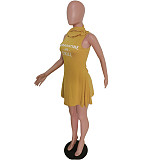Sleeveless Mask Turtleneck Summer Casual Dress MEM-88286