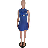 Sleeveless Mask Turtleneck Summer Casual Dress MEM-88286