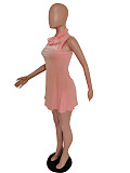 Sleeveless Mask Turtleneck Summer Casual Dress MEM-88286
