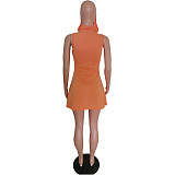 Sleeveless Mask Turtleneck Summer Casual Dress MEM-88286