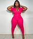 Zipper Short Sleeve Skinny Turn Down Collar Jumpsuits YNS-1831