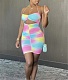 5XL Tie Dye Halter Backless Ruched Party Dress TB-5486