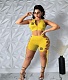 Zipper Vest Jacket Crop Tops Biker Shorts Tracksuit XING-134