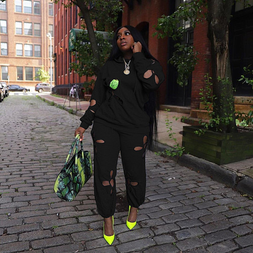 Loose Hooded Sweatshirt and Pants Tracksuits JINGJ-6078