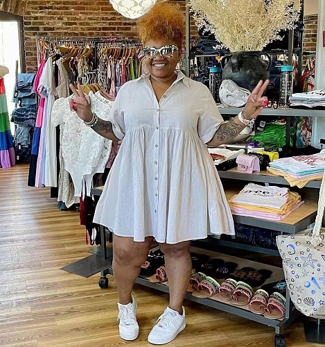 Single Breasted Shirt Loose Casual Plus Size Dress WA-77481