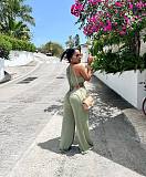 Cut Out Sexy Sleeveless Wide Leg Women Jumpsuits BN-9333