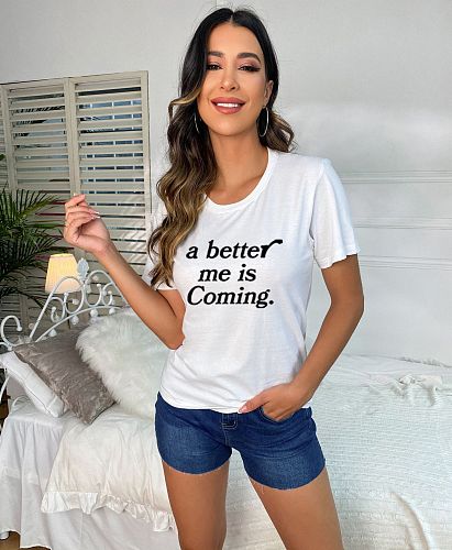 Letters Print Short Sleeve O Neck Summer T Shirts FNN-009