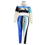 Plus Size Short Sleeve Crop Tops Pants Two Piece Set JLY-19401