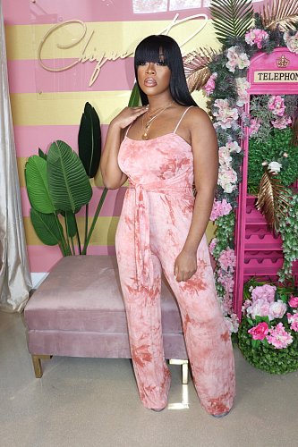 Tie Dye Lace Up Spaghetti Strap Straight Jumpsuit WSM-5321