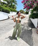 Cut Out Sexy Sleeveless Wide Leg Women Jumpsuits BN-9333