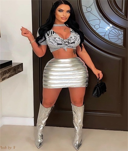 Streetwear Zipper Glossy Cotton-filled Skirts OSM-3340