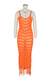 Crochet Knitted Tassels Beach Vacation Maxi Dress ZS-0227