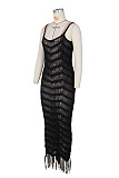Crochet Knitted Tassels Beach Vacation Maxi Dress ZS-0227