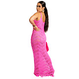 Crochet Knitted Tassels Beach Vacation Maxi Dress ZS-0227