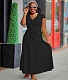 Short Sleeve V Neck High Waist Lace Up Maxi Dresses WA-77467