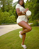 Zipper Short Sleeve Hooded Crop Top Shorts 2 Piece Set TK-6249