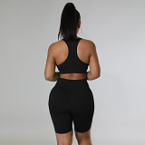 Sportswear Long Sleeve Crop Top 3 Piece Shorts Set TE-4456