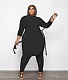 Long Sleeve Sided Split T Shirt Long Pants Outfits PINH-13293