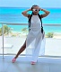Summer Beachwear Mesh See Through Elastic High Split Long Dress Halter Bra Tops Low Waist Panties 3 Piece Sets AL-254