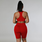 Sportswear Long Sleeve Crop Top 3 Piece Shorts Set TE-4456