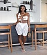 Solid Irregular Hollow Out Crop Top Shorts Swimwear 3 Piece Bikinis Suit BN-9282