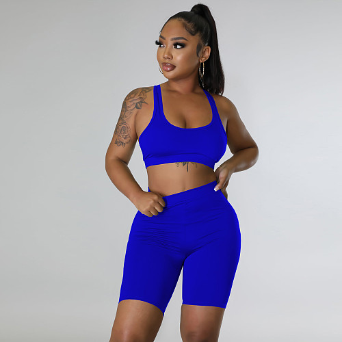 Sportswear Long Sleeve Crop Top 3 Piece Shorts Set TE-4456