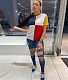 Fashion Color Block Stitching Round Neck Short Sleeve T-shirt GLS-8099