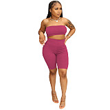 Strapless Tube Tanks Crop Tops Biker Shorts Tracksuits GLS-10095