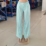 Elegant Straight High Waist Stripe Wide Leg Pants AIL-215