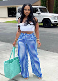 Elegant Straight High Waist Stripe Wide Leg Pants AIL-215