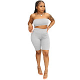 Strapless Tube Tanks Crop Tops Biker Shorts Tracksuits GLS-10095