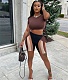 Basic Short Sleeve Crop Top Biker Shorts Tracksuit YB-60136
