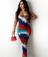Tie Dye Printed Spaghetti Strap Backless Maxi Dress ANDI-1383