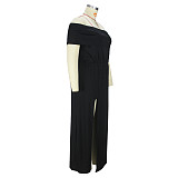 Slash Neck High Split Plus Size Black Dresses JLY-19392