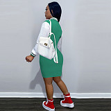 Letter B Embroidery Baseball Sporty Mini Dresses FOS-8311