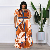 Print Short Sleeve with Sashes Plus Size Dresses OSS-22297
